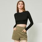 YS by YesStyle - Long Sleeve Plain Cropped Top