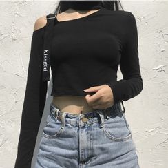 Sosana - Asymmetric Cut-Out Long-Sleeve Crop Top Sosana - Asymmetric Cut-Out Long-Sleeve Crop Top