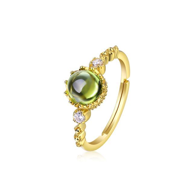 DECADES-Faux Gemstone Sterling Silver Open Ring