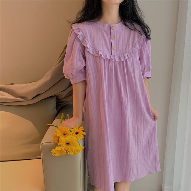 Tanee - Frilled Loose-Fit Short-Sleeve Dress | YesStyle