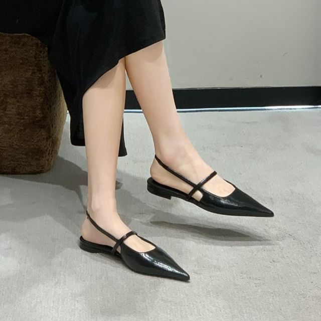 Anran-Pointy Slingback Flats Pumps