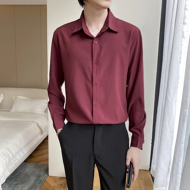 Phoneus-Long-Sleeve Plain Shirt