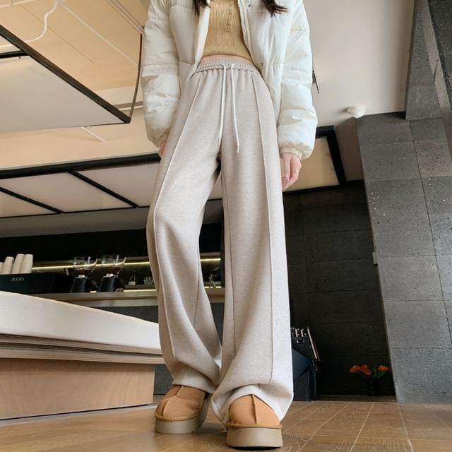 Dragan Pulse-Drawstring Waist Plain Wide Leg Pants