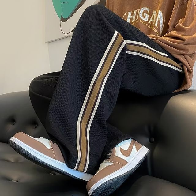 Sinlarity-Mid Rise Striped Wide Leg Pants