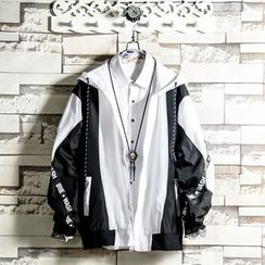 Soinku - Color Block Hooded Zip Jacket Soinku - Color Block Hooded Zip Jacket