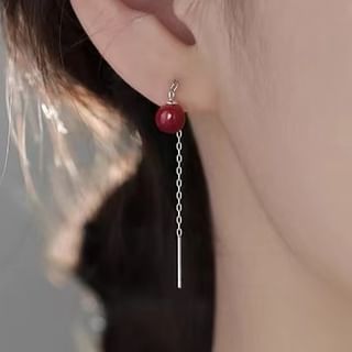 Parskletie-Sterling Silver Beaded Threader Earring