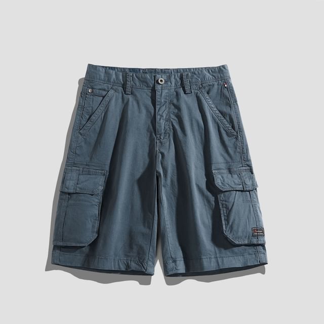 Lefitt-Mid Rise Plain Cargo Shorts