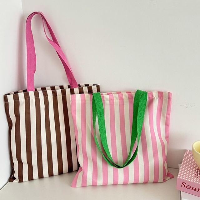 Basaran-Striped Canvas Tote Bag