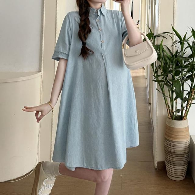 white christmas dresses The Drapey Denim Mini Dress