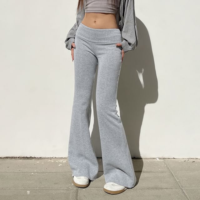 Phurlow Mid Rise Plain Flared Sweatpants YesStyle