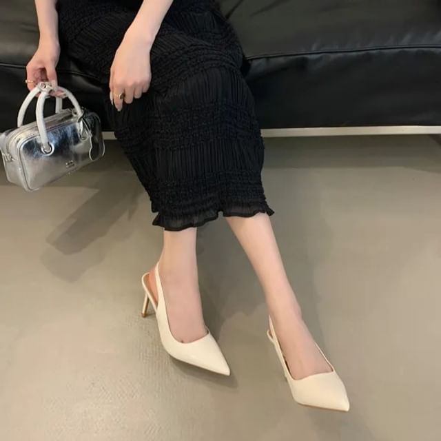 Niuna-Pointed Toe Stiletto Heel Slingback Pumps
