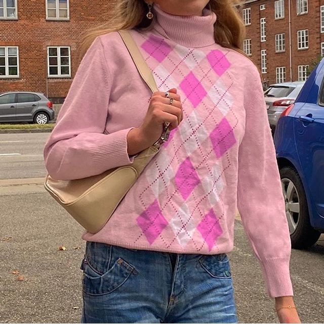 Turtleneck Argyle Sweater 