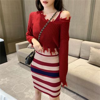 distressed knit dress