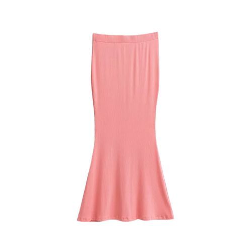 Wellom - High Waist Plain Midi Mermaid Skirt