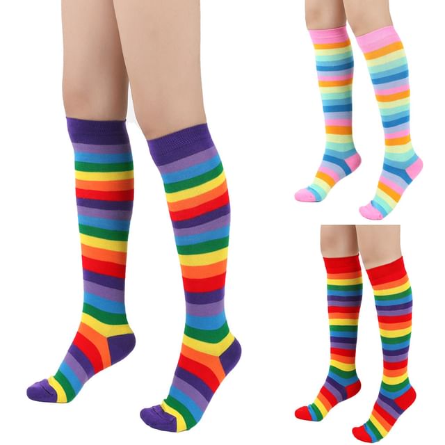 Kinoxslone-Striped Tall Socks