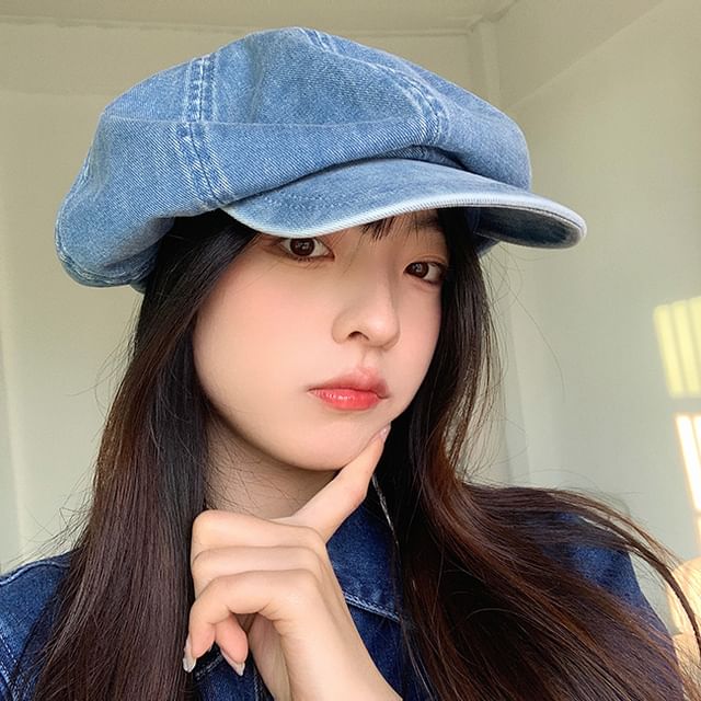 4-4 STUDIO-Denim Newsboy Cap