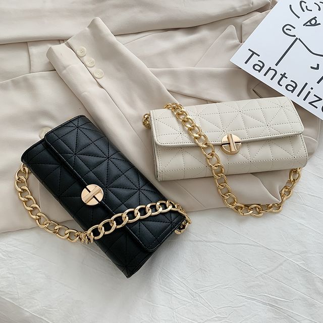 Basaran-Chain Strap Quilted Flap Shoulder Bag