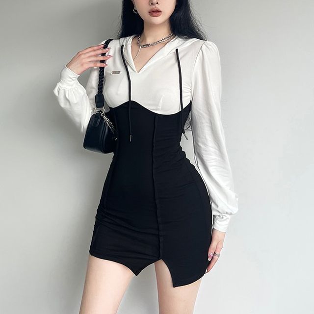 polo ralph lauren regent classic fit dress shirt Grey Ruched Dress Rib Bodycon Jersey main image 1