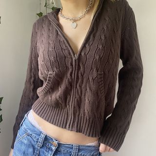 Cable-Knit Zip-Up Hoodie