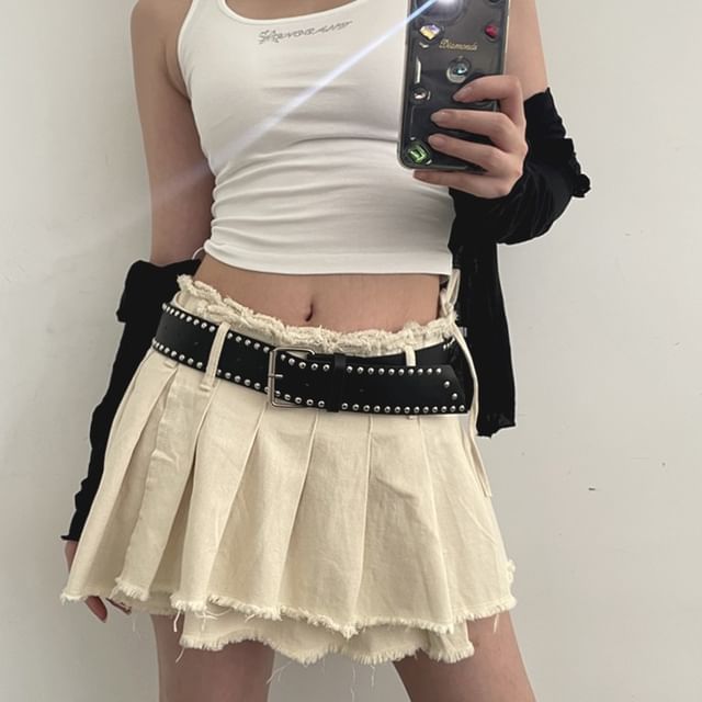 CIMAO-Studded Faux Leather Belt