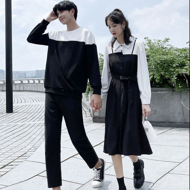 Azure - Couple-Matching Long-Sleeve Midi A-Line Dress / Pants | YesStyle