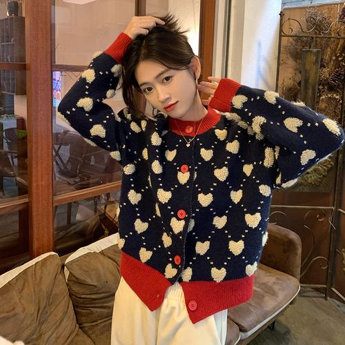 Heart on sale print cardigan