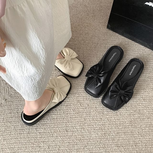 SouthBay Shoes-Square Toe Bowknot Flats