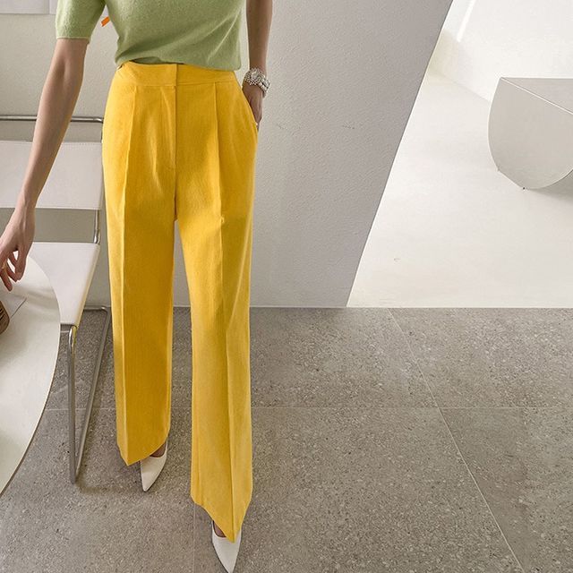 DABAGIRL-Corduroy Straight-Leg Pants