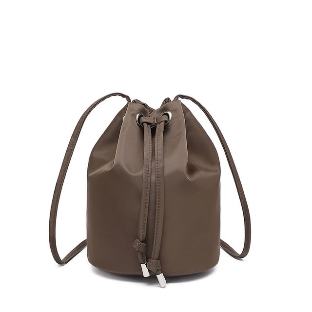 Melois-Plain Drawstring Crossbody Bucket Bag