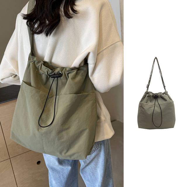 Bolso-Plain Drawstring Fabric Tote Bag