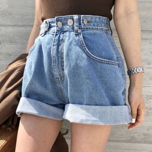 Coris-Mid Waist Denim Shorts