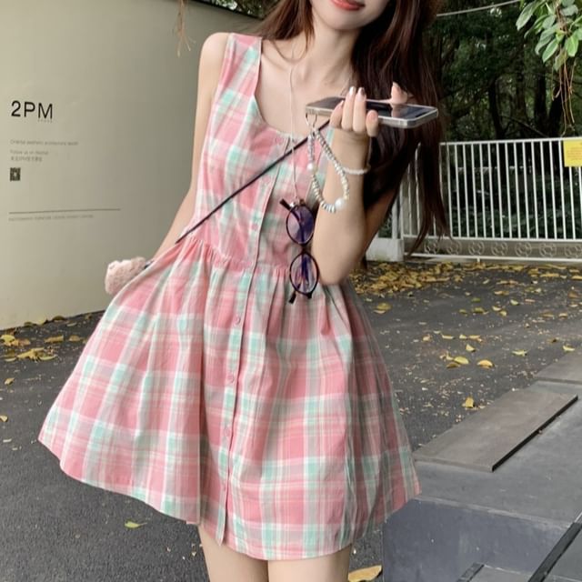 white christmas dresses Chic Pink Plaid Toddler Cape Dress main image 0