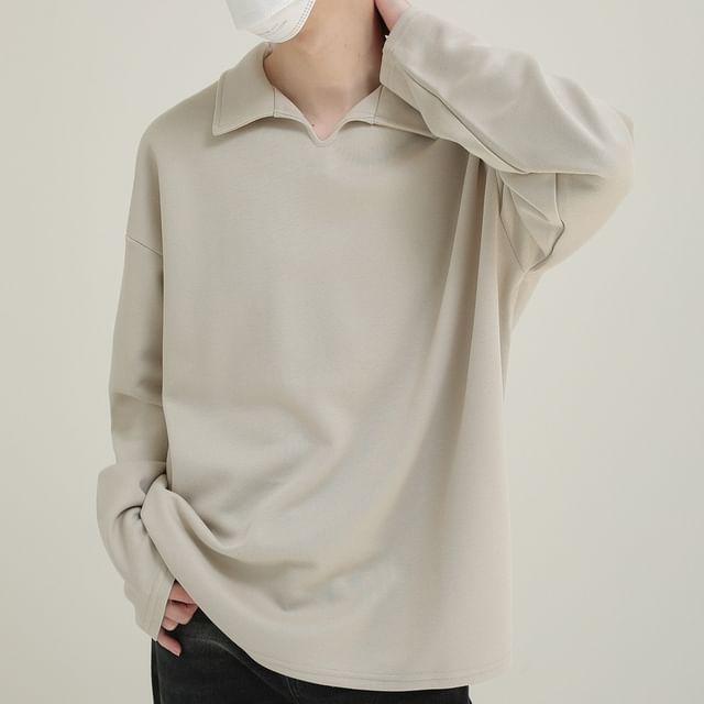 DAZO Studios-Long-Sleeve Collared Plain T-Shirt