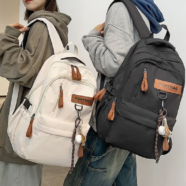 EAVALURE-Plain Buckle Nylon Backpack