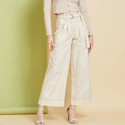 YS by YesStyle - High-Waist Wide-Leg Pants With Belt