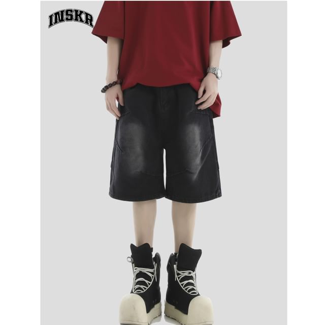 Banash-Mid Rise Washed Denim Shorts