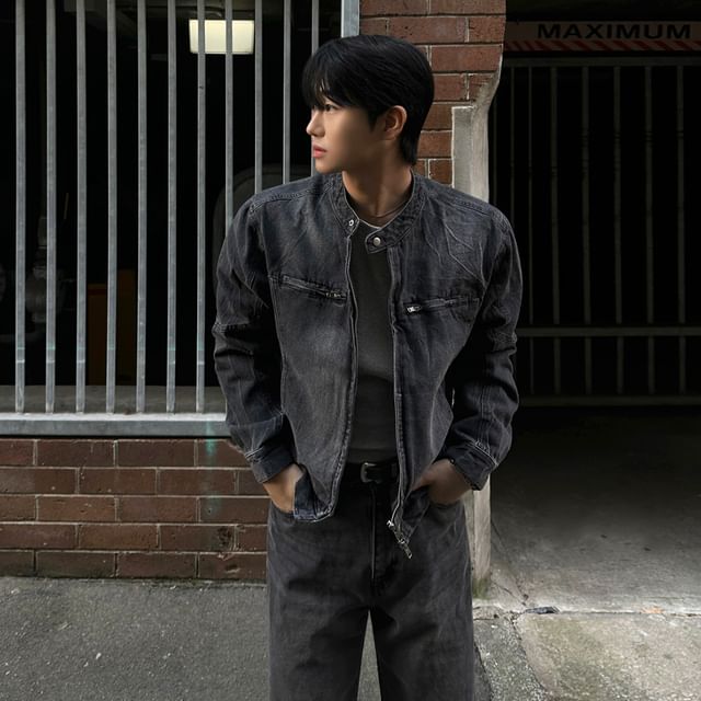 MRCYC-Washed Denim Zip Jacket
