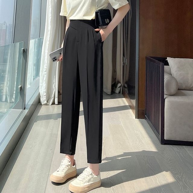 Cloud Nine-High Rise Plain Crop Tapered Slacks various Designs