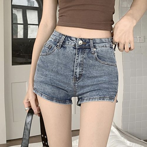 648 # New Sexy High Waist Perforated Bar Hot Pants Summer High Elastic Plus  Size Fashion Casual Jeans Denim Shorts Women - AliExpress
