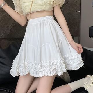 Sisyphi-High Rise Plain Mini A-Line Skirt