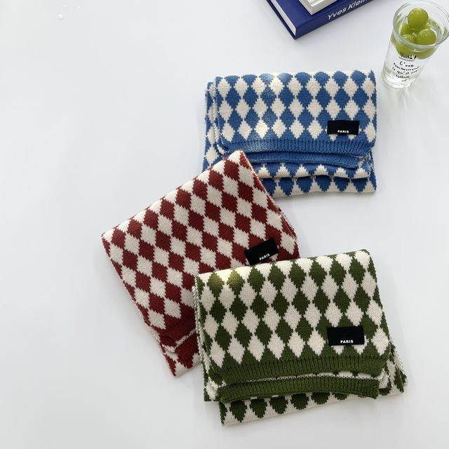 4-4 STUDIO-Argyle Knit Scarf