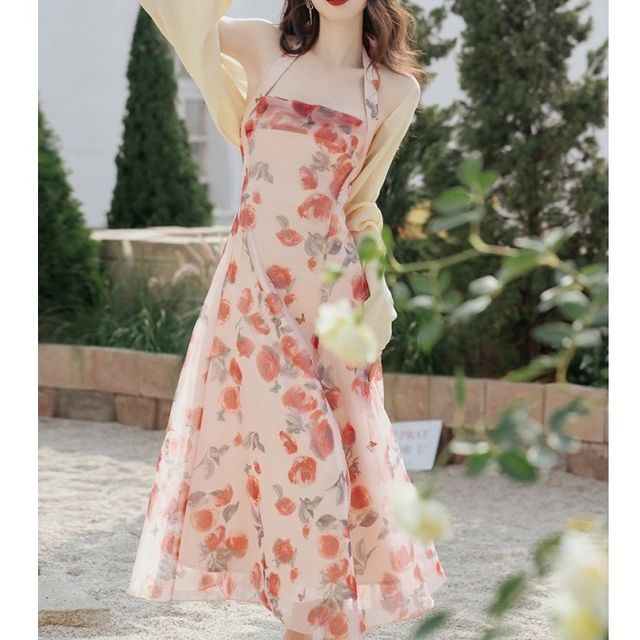 halter maxi dresses for women Alicia Satin Halter Maxi Dress main image 0