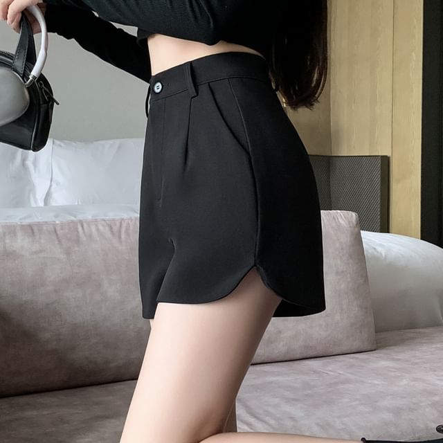Jaqmine - High-Waist Plain Dress Shorts