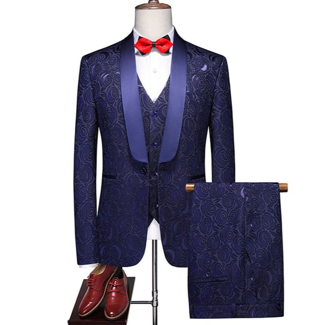 Sheck-Set One Buttoned Blazer Button-Up Vest Dress Pants