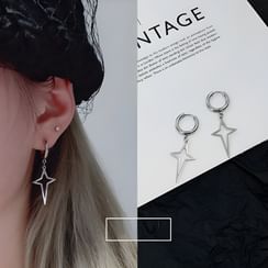 PANGU - Cross Accented Hoop Earrings PANGU - Cross Accented Hoop Earrings