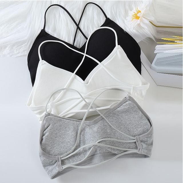 Wildery-Plain Strappy Wireless Bra