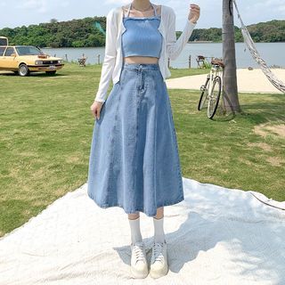 Denimot - Midi A-Line Denim Skirt