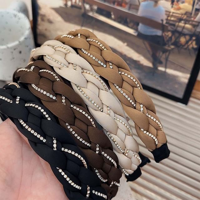 Mentosi-Rhinestone Braided Fabric Headband