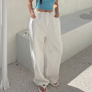 Jesong-Mid Waist Wide Leg Jeans