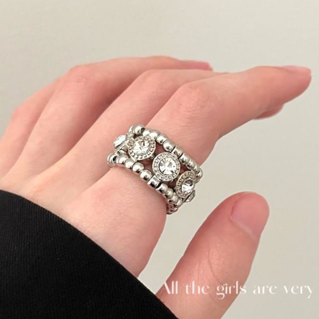 Gemsha-Rhinestone Bead Ring